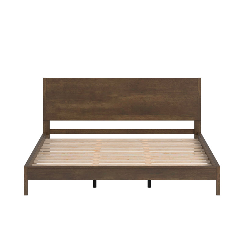 Ismail Danish-Inspired Modern Platform Bed, King, Walnut