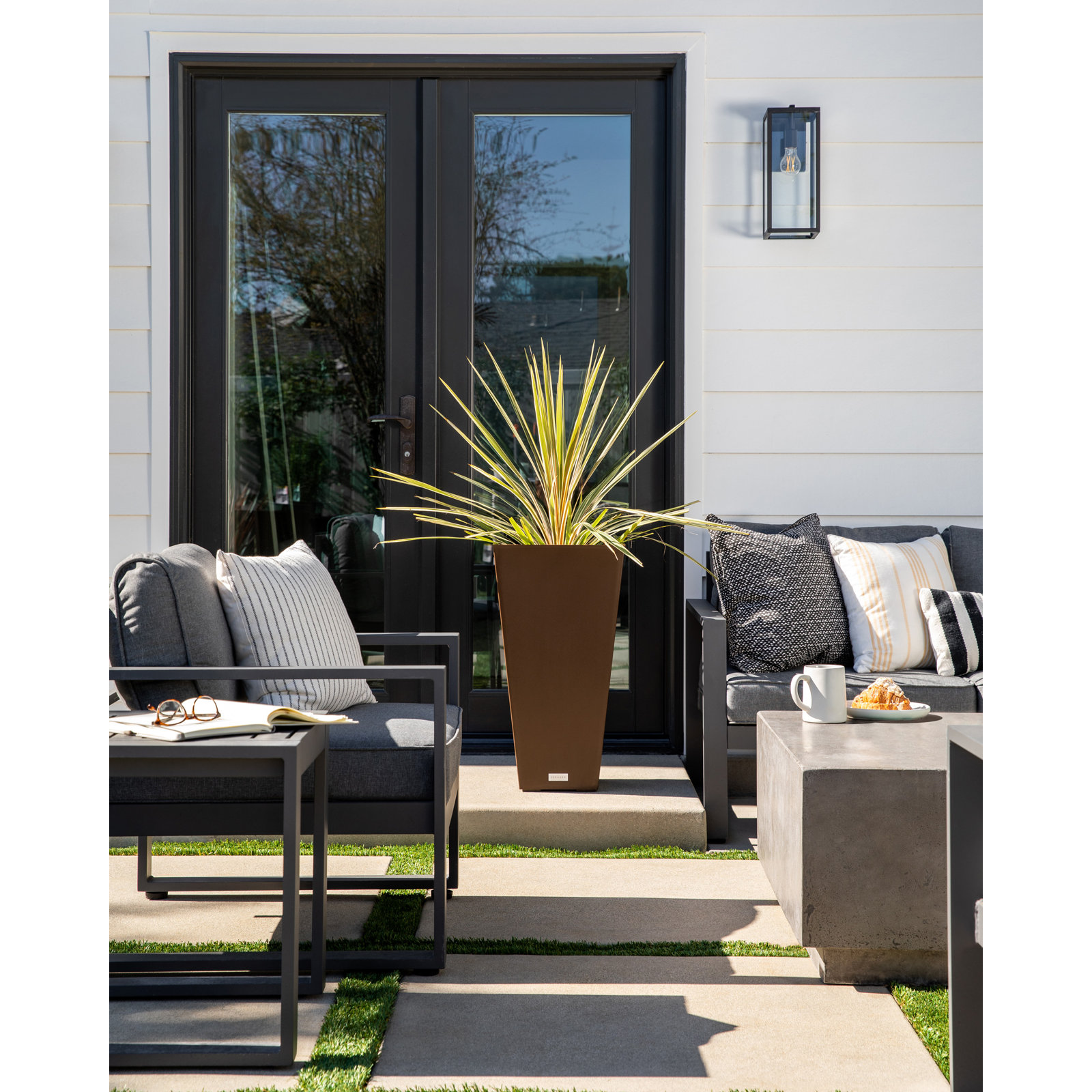 Pure Series Midland Planter, 26" H x 13.75" W x 13.75" D, Espresso, Set of 2
