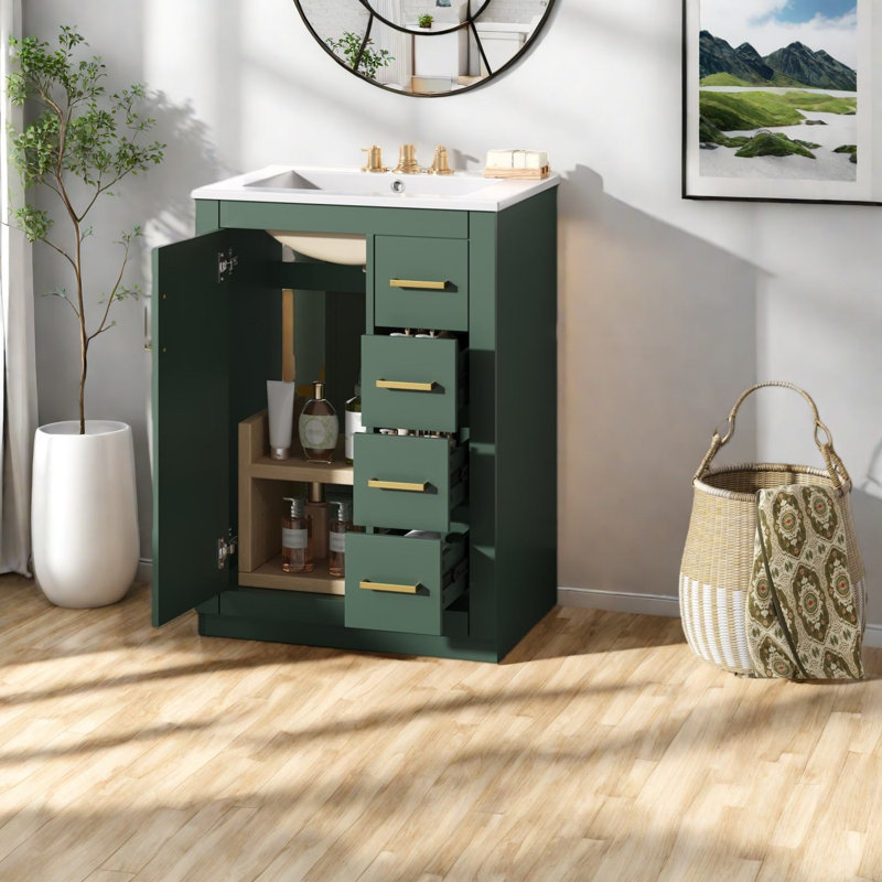 Rangement pour meuble-lavabo moderne en MDF de 24 po (doit inclure le meuble-lavabo et le lavabo)