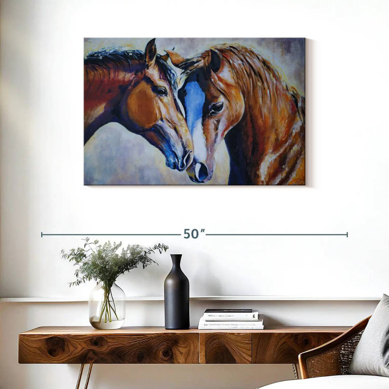 Two Affectionate Horses, 24" H x 36" W