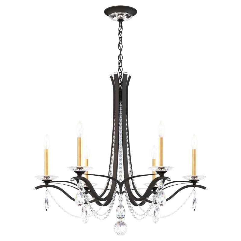 Vesca 6 - Light Chandelier, Ferro Black, Clear Heritage Crystal