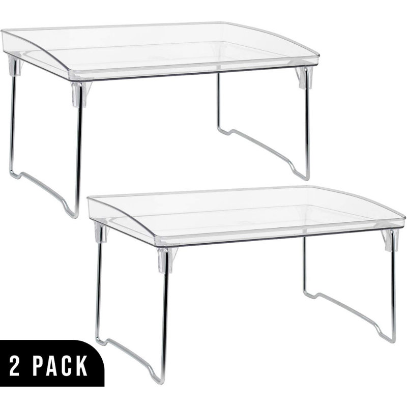 Sorbus 2 Tier Foldable and Stackable Storage Shelf Organizer Stand and Rack