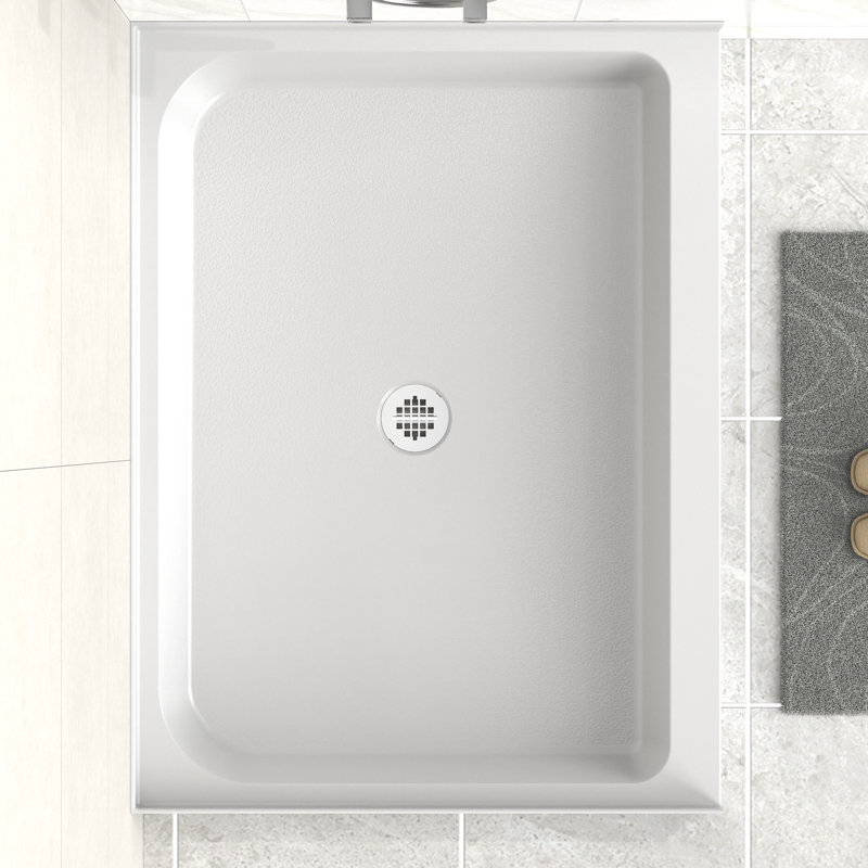 Base de douche 48 po x 36 po en acrylique avec drain central, surface brillante et antidérapante