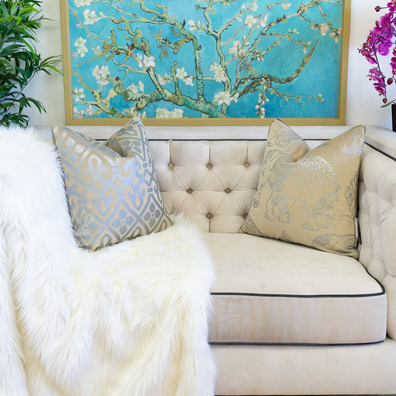  Coussin carré en velours, Moka