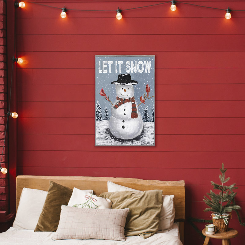 Let It Snow Joyful Snowman, giclée encadrée, conception par Dogwood, H 30 po x l 20 po, Estampe numérique Farmhouse