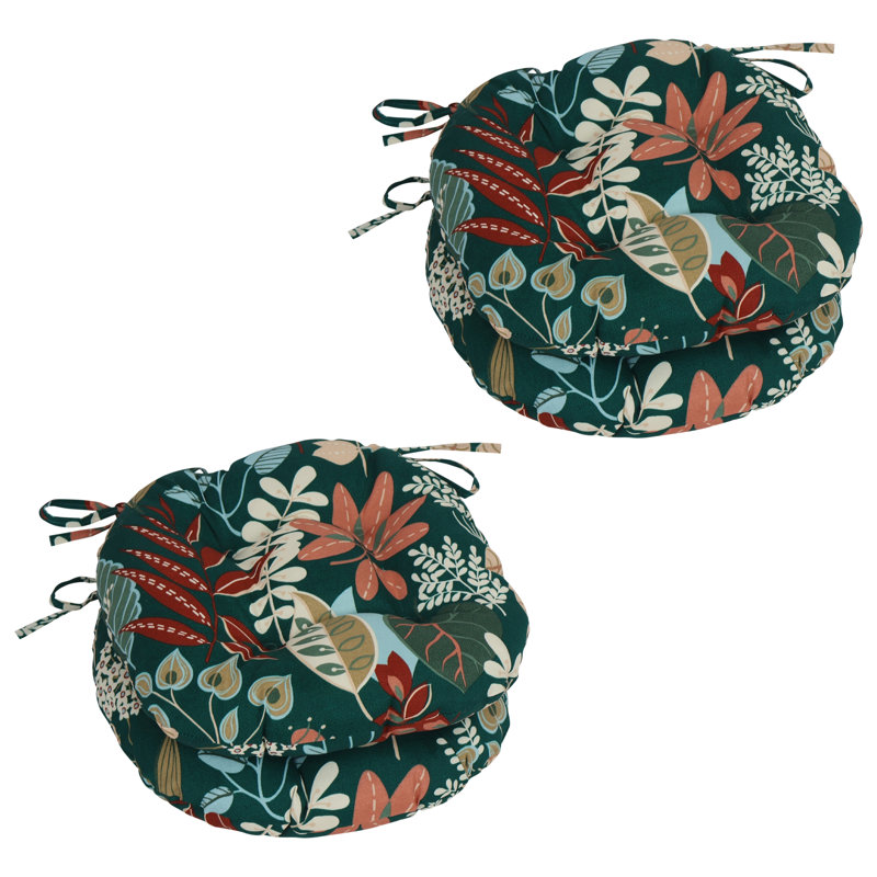 Outdoor 3.5'' Dining Chair Seat Cushion, Green Floral