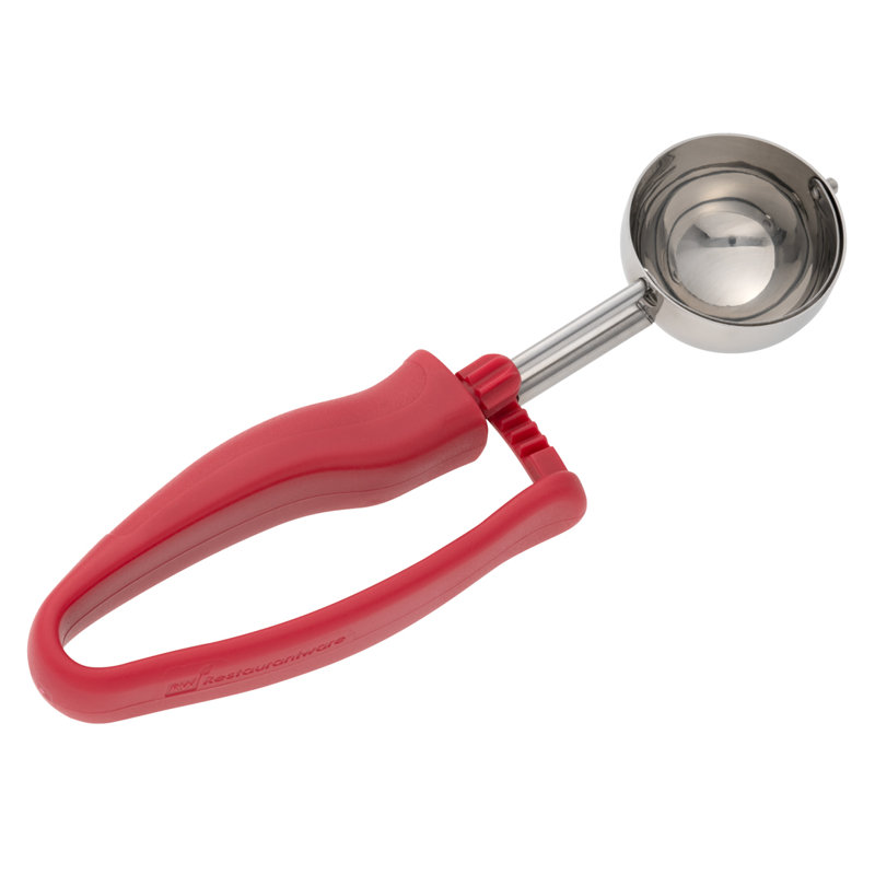 Poignées ambidextre à 1 cuillère à café en acier inoxydable Portioner, 8.34", Rouge