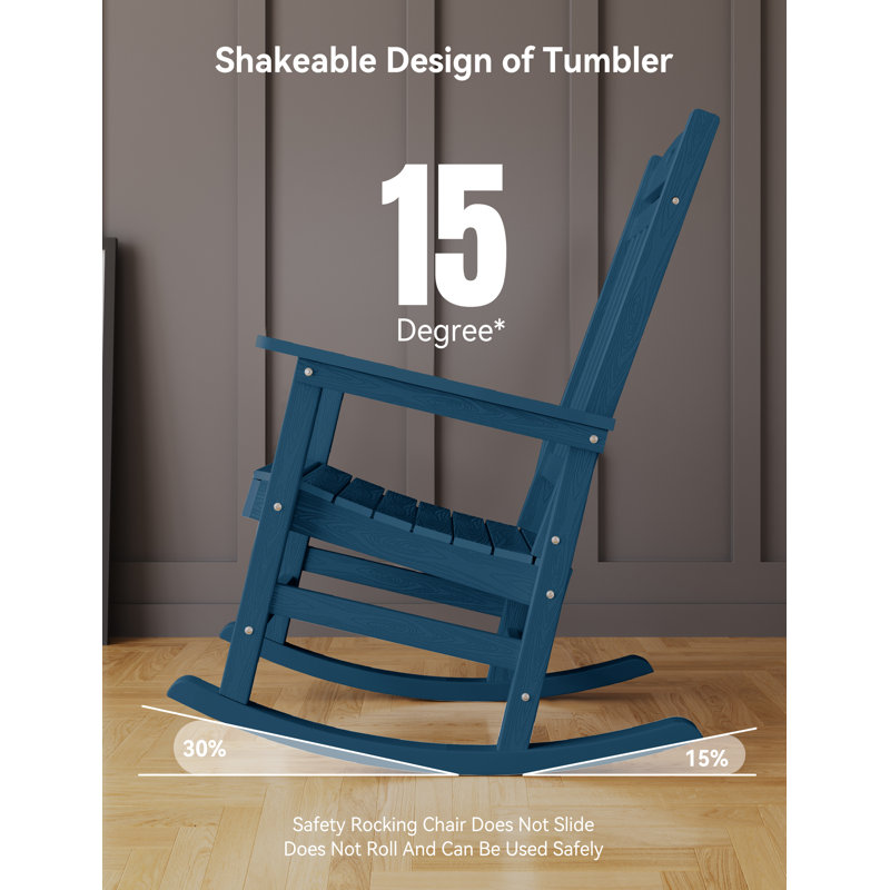 Rocking Outdoor Adirondack Chair With Table, Blue