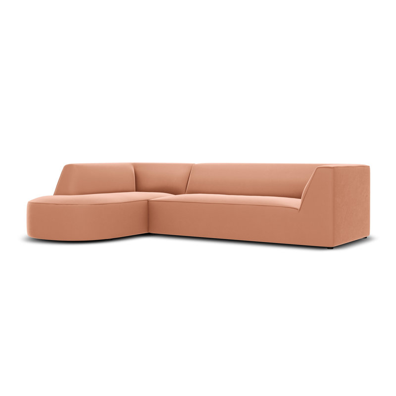 Adoraim 4 Seater Velvet Sofa & Chaise, Left Hand Facing, Pink