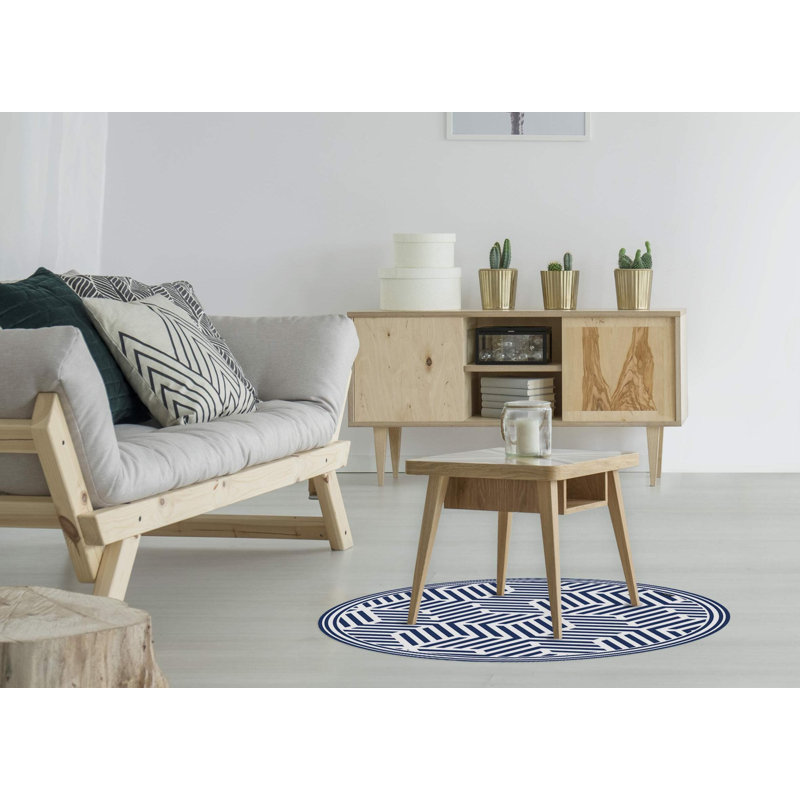 Orlie Non-Slip Geometric Indoor Doormat, Round 68cm