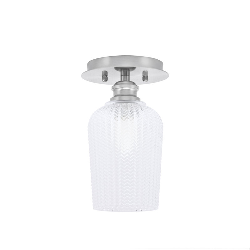Plafonnier semi-encastré avec verre texturé transparent 5 po Edge, Nickel brossé