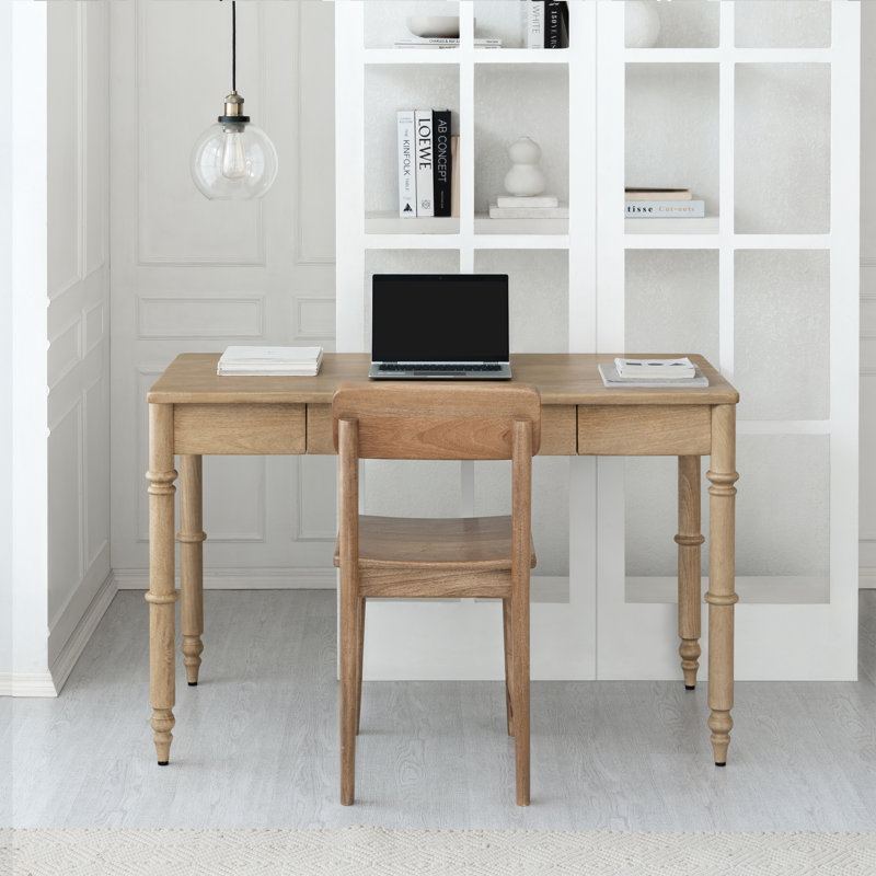 Orleans Solid Wood 1 Drawer Writing Desk, Natural