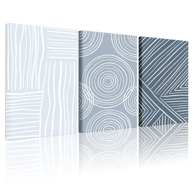 Ensemble de 3 tableaux sur toile à motifs géométriques abstraits, parfaits pour la décoration du salon et de la chambre.