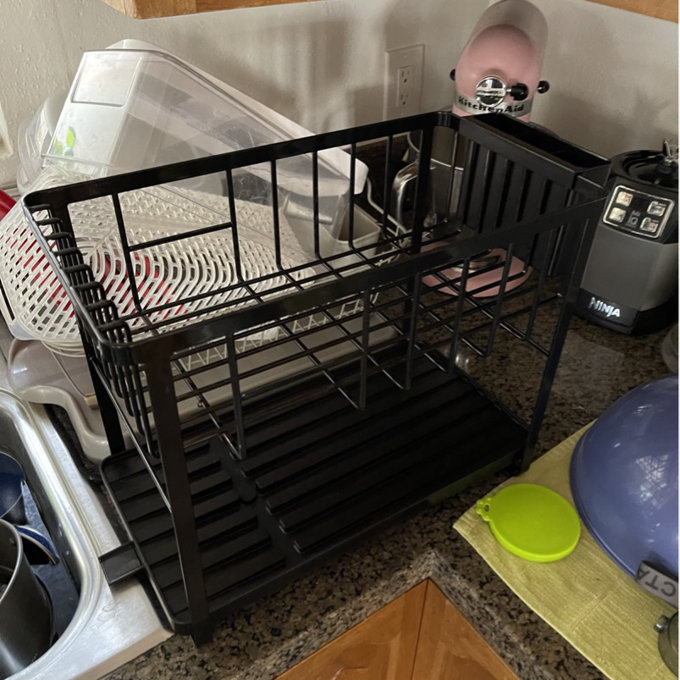 Yamazaki Tower Dish Drainer - Black, Compact Self-Draining Design, Saves Counter Space, ABS Resin - View #6
