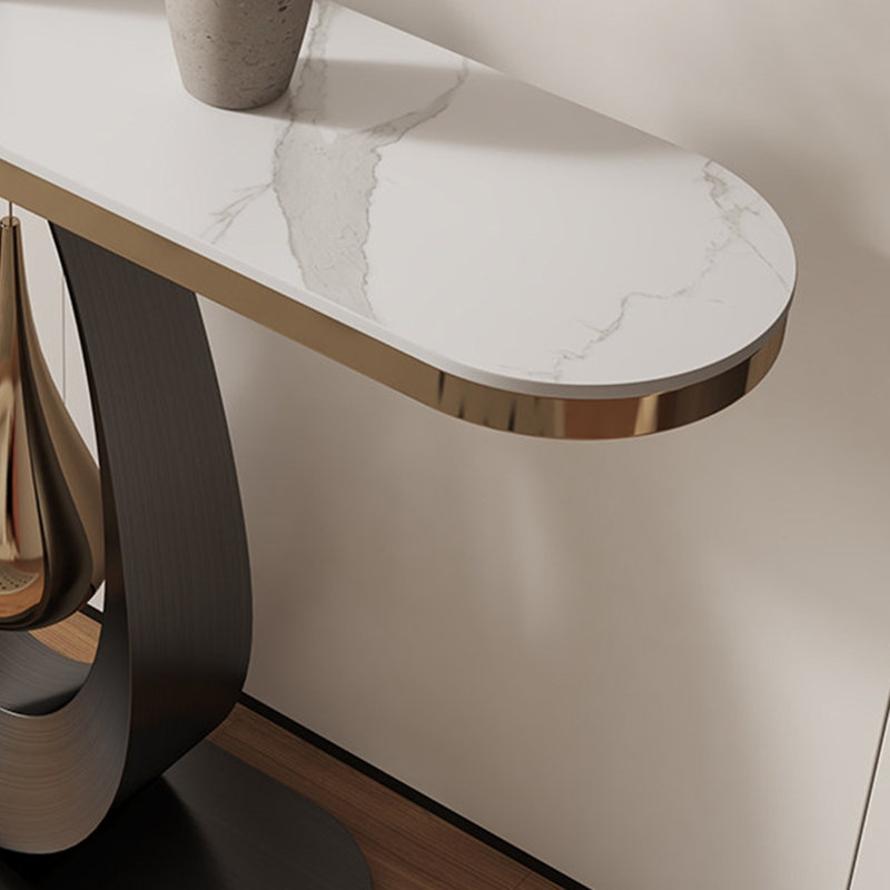 Modern simple light luxury console table, 33.5" H x 54.3" W x 13.8" D, White