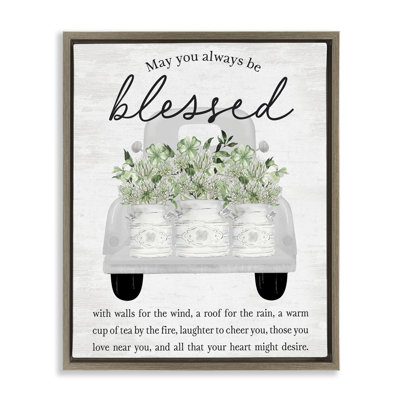 Cadre flottant «Always Be Blessed Spring Florals», design avec lettres et doublure