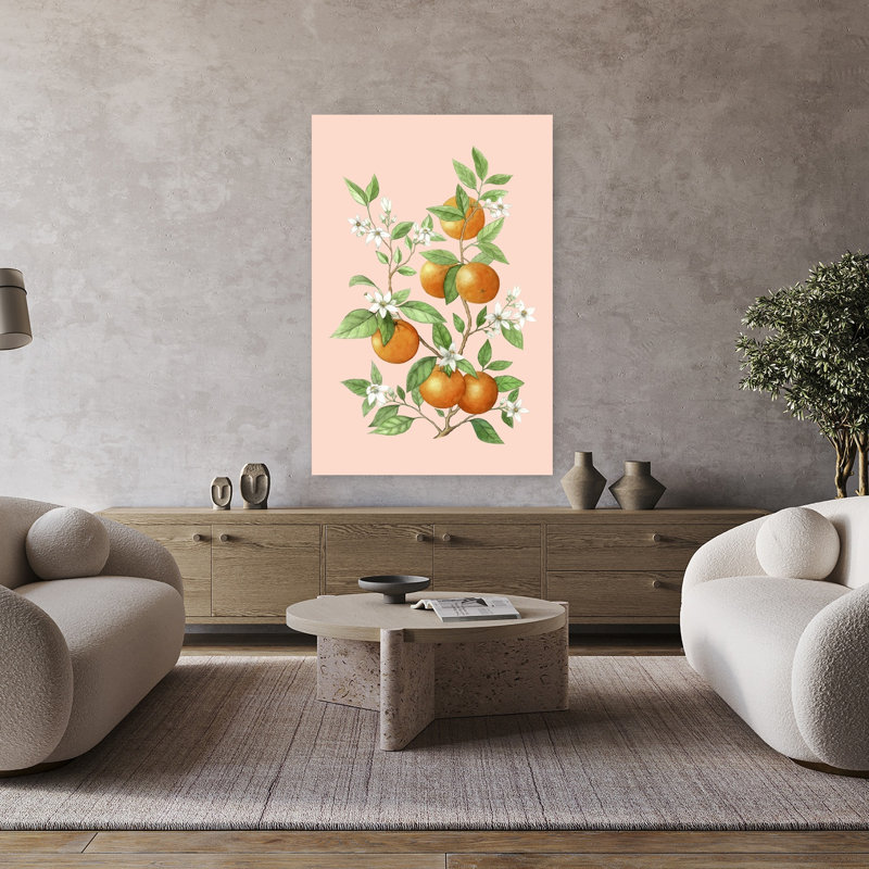 Art contemporain contemporain Summer, H 48 po x l 32 po, Orange