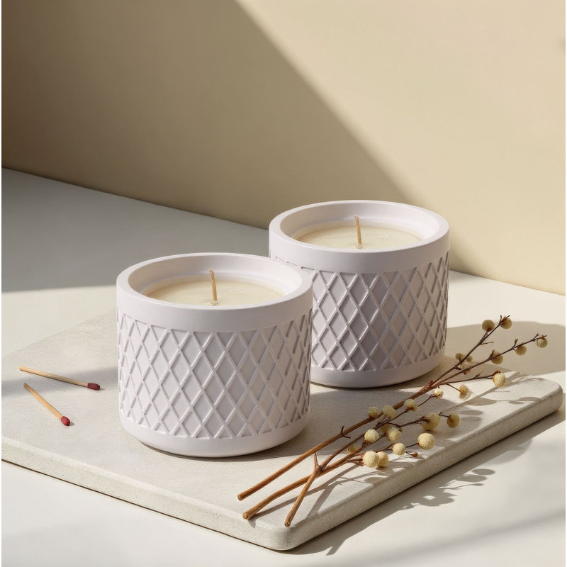 Ensemble de bougies non parfumées (2 pièces), blanc, 3,0 x 3,5 x 3,5 pouces | 100% paraffine, 12,8 oz liq. Au total | Longue durée de combustion: 14 à 15 heures | Idéal pour la décoration intérieure, les événements et la détente, design sécuritaire et élégant