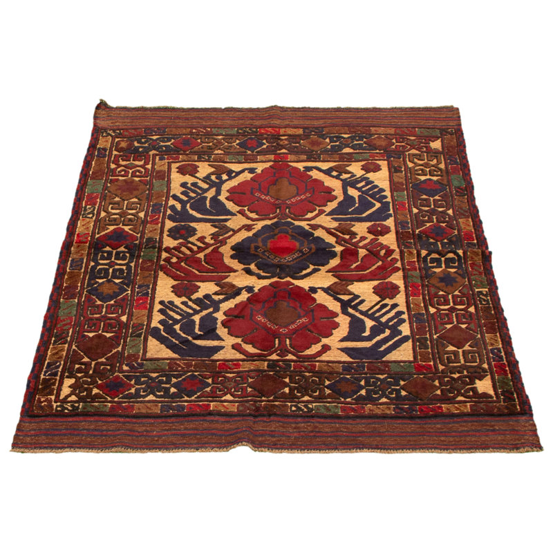 Tapis décoratif en laine de conception unique 4 pi 4 po x 6 pi Cushla noué à la main New Age