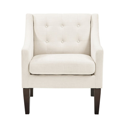 Fauteuil d'appoint contemporain beige avec boutons en tissu et structure en contreplaqué beige: contreplaqué, mousse haute, housse de coussin amovible, 300 lb