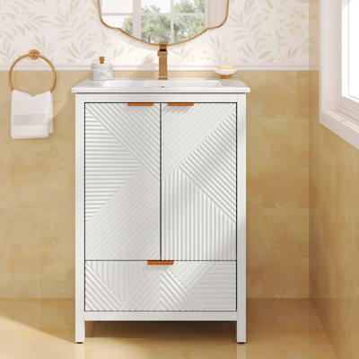 Bathroom Vanity with Sink, Modern Bathroom Vanity with Single Faucet Hole, One Drawer
