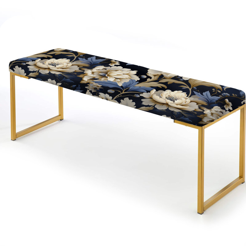 Banc rembourré or, Beige And Blue Dahlia Retreat I