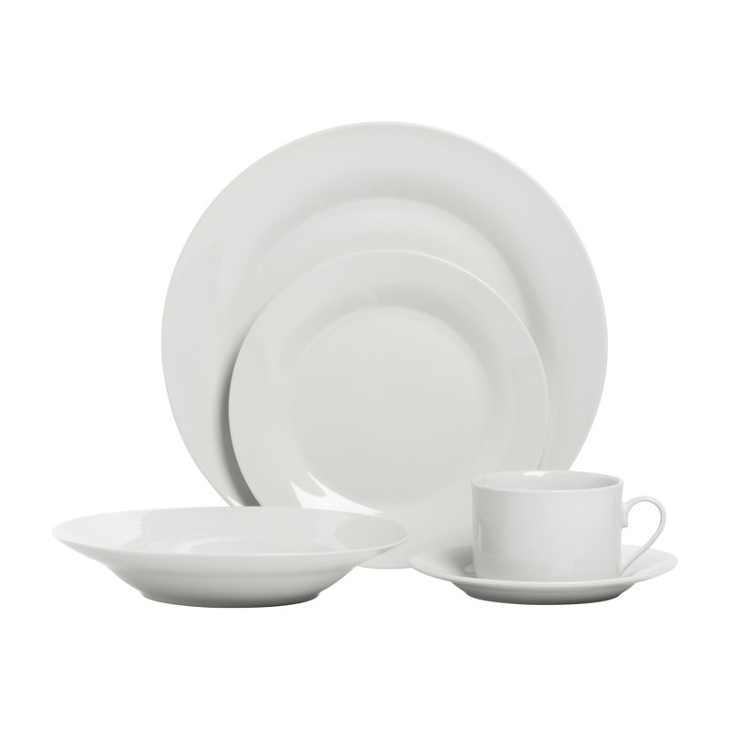 Elegant Porcelain White Dinnerware Set for 8 with Serving Platter