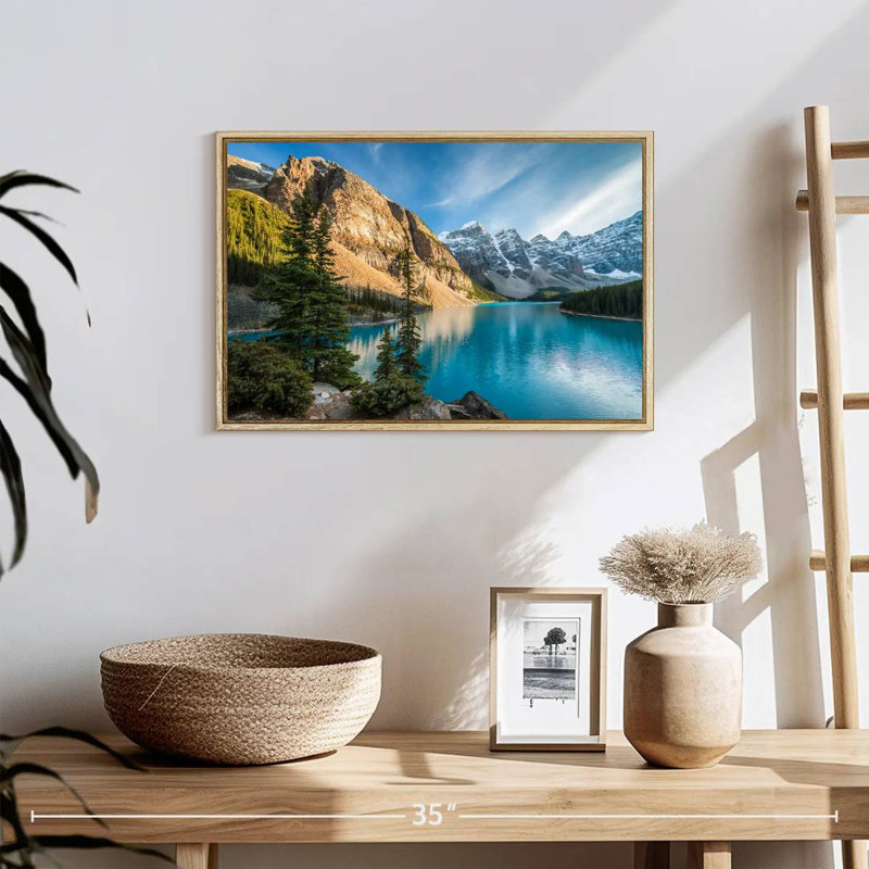 Lac Moraine Glorious, Cadre flottant en bois naturel, 19 po x 13 po