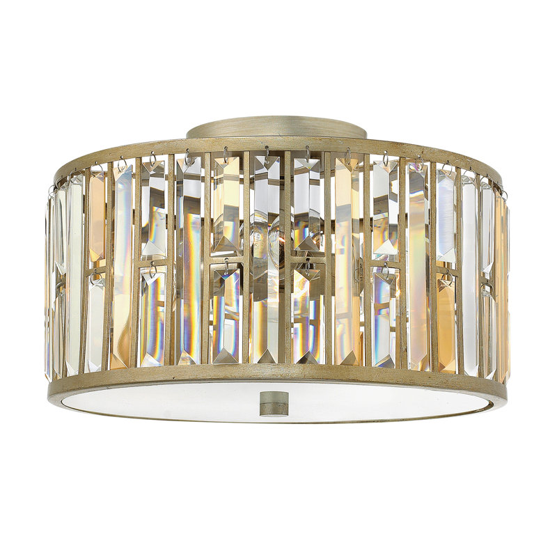 Mereworth 3-Light 16.5" Flush Mount, Silver Leaf