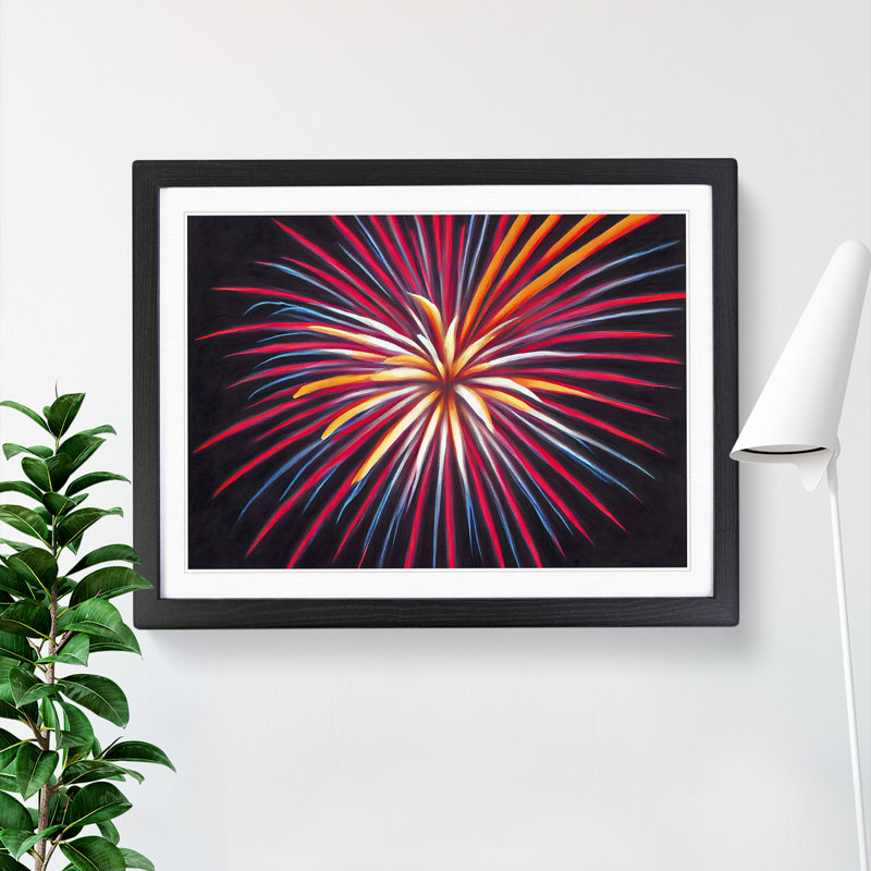 Incomparable Fireworks - Single Picture Frame Print, Black, 46cm H x 64cm W x 2cm D