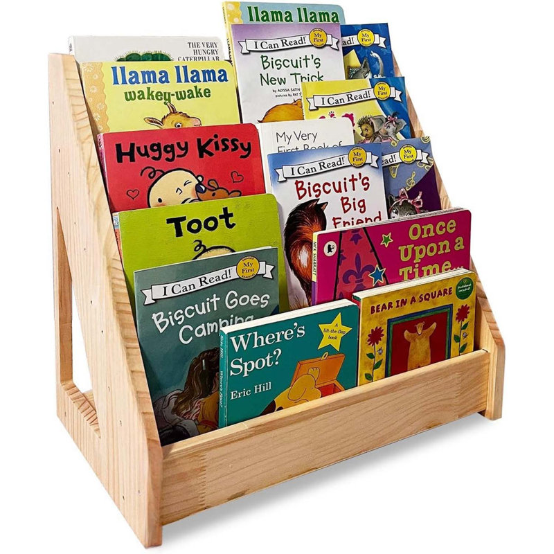 Front Facing Kids Bookshelf With Back Storage, Perfect For Toddler, Children's Room, And Reading Nook (Natural)