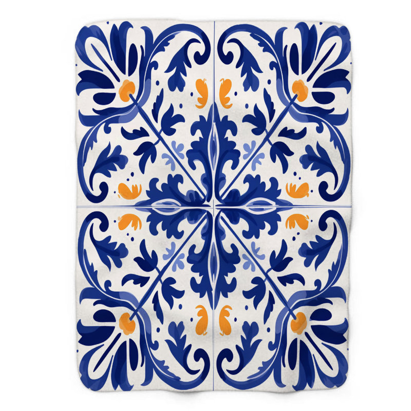 Carreaux géométriques espagnol - couverture de qualité supérieure 1 pièce, Grand lit