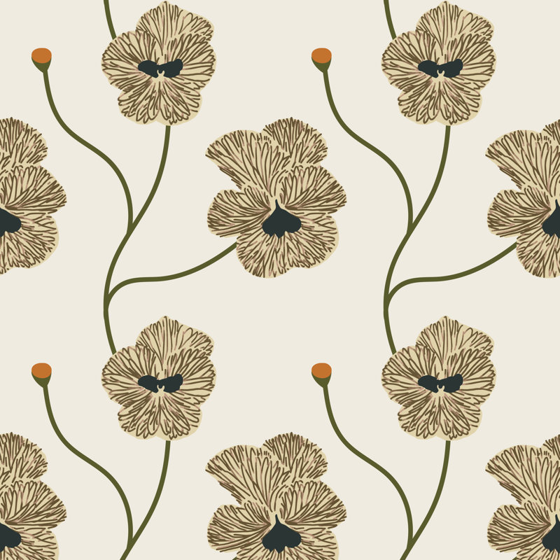 Flourish Wallpaper, Linen Floral, Self-Adhesive