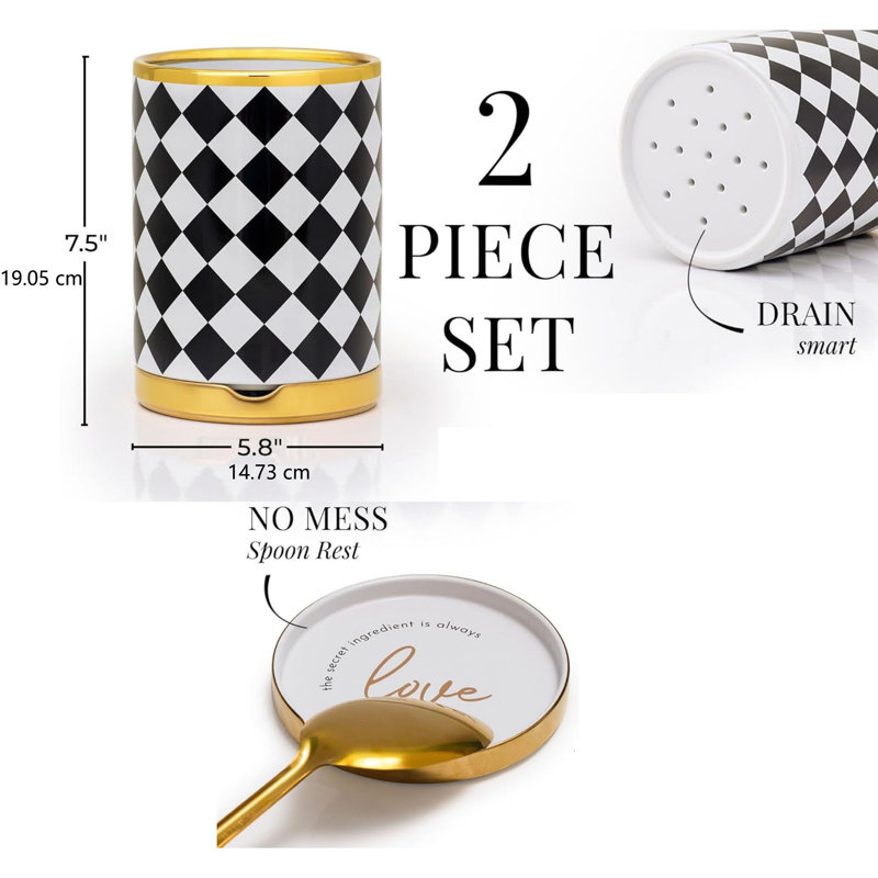 Ceramic / Porcelain Round Utensil Crock