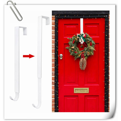 Porte-couronne pour porte d'entrée, porte-couronne réglable de 15 à 25 pouces, porte-couronne de décoration de porte plus grande de 20 lb (blanc)