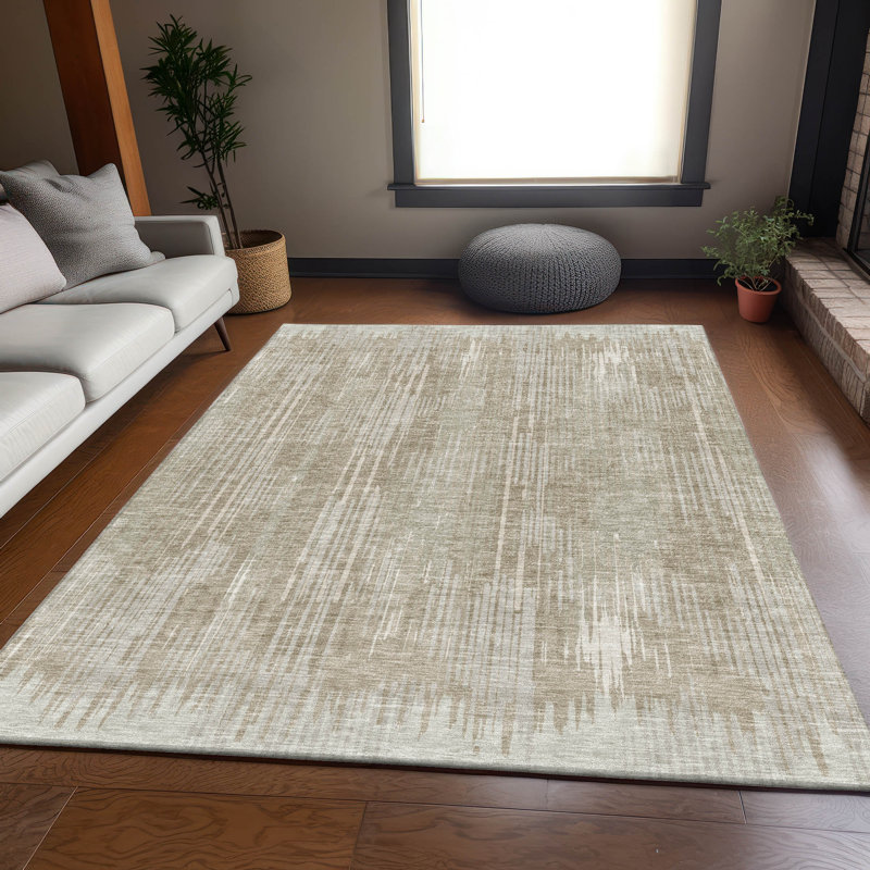 Premium Machine Washable Prisco Beige Rug, Rectangle 2'6" x 3'10"
