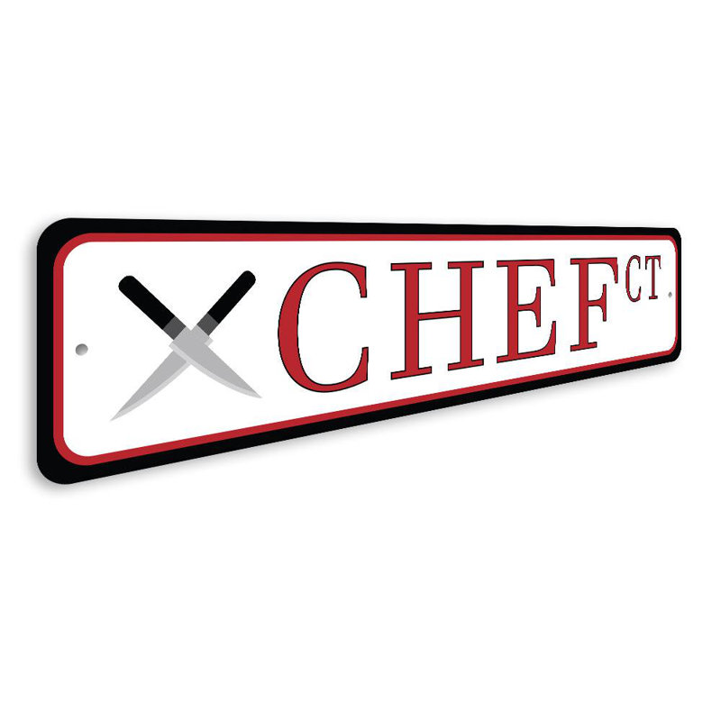 Chef Street Aluminum Sign, 6" H x 24" W x 0.06" D