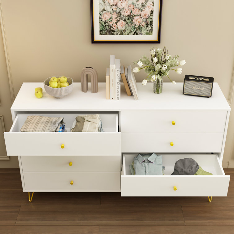 Mercer41 5 Drawers Dresser for Bedroom, White Dresser Storage