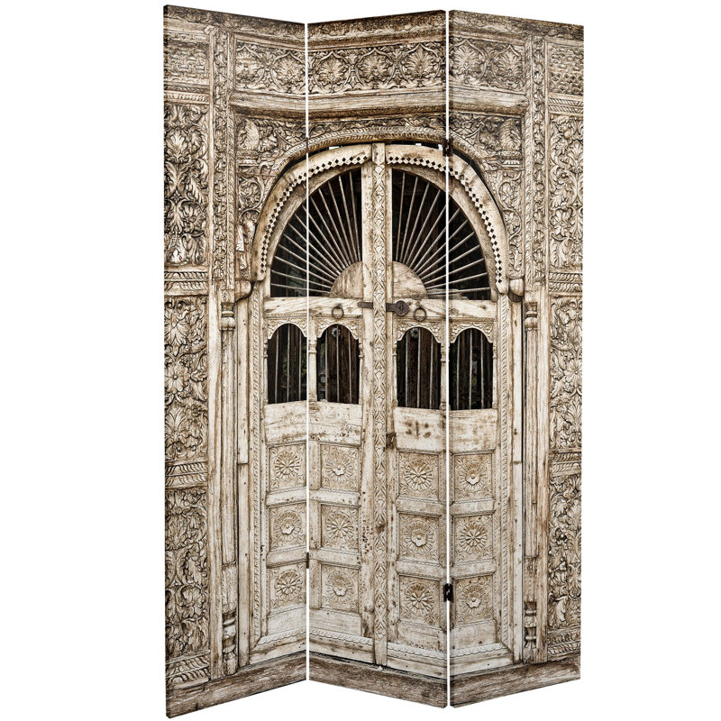 6 Ft. Tall Double Sided Stone Doorway Canvas Room Divider - Thumbnail 5