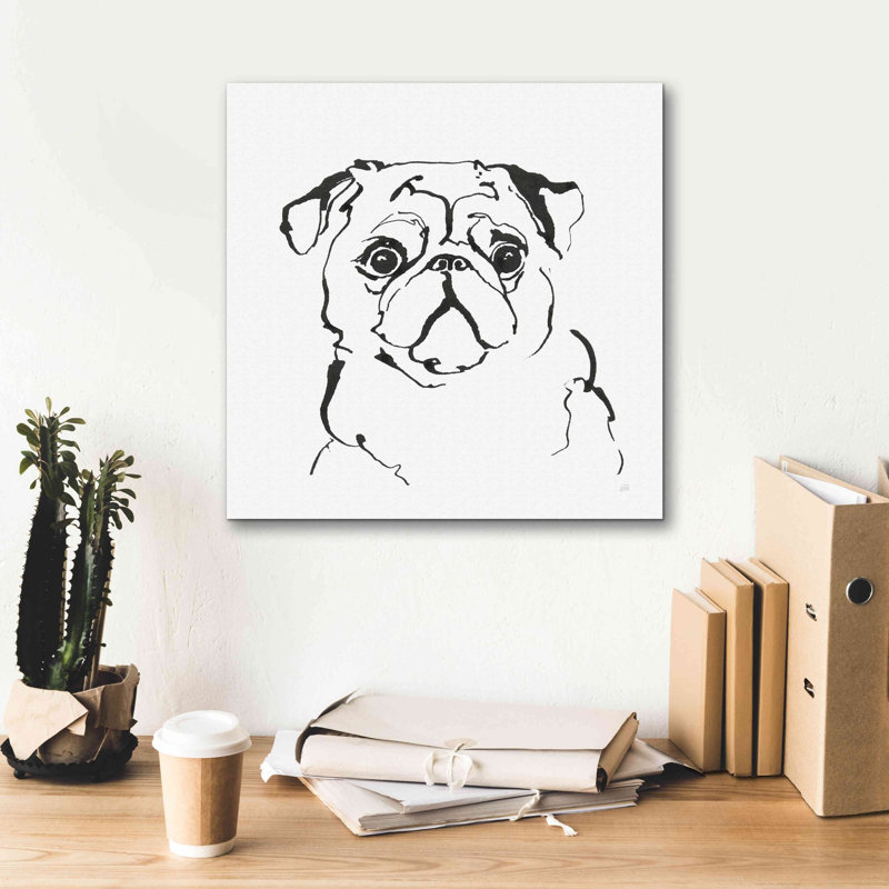 «Line Dog Pug I» par Chris Paschke, estampe numérique sur toile, H 18 po x l 18 po x P 0,75 po