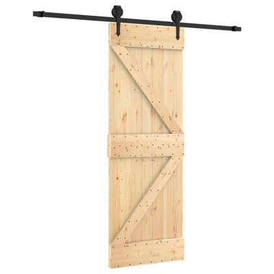 Vidaxl Sliding Door With Hardware Set 70X210 Cm Solid Wood Pine