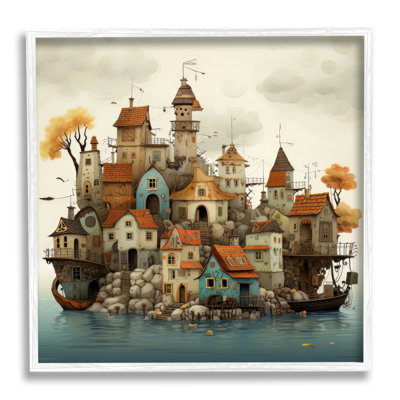«Rustic Village on Water» par Irena Orlov - impression d'un cadre photo sur bois