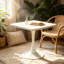 Table carrée carrée, table tulipe de 27,6 po avec plateau de table à bord épaissi et piédestal en métal, table bistro de style Mid-Century pour la cuisine, les petits espaces, le salon et le café (couleur BLANC)