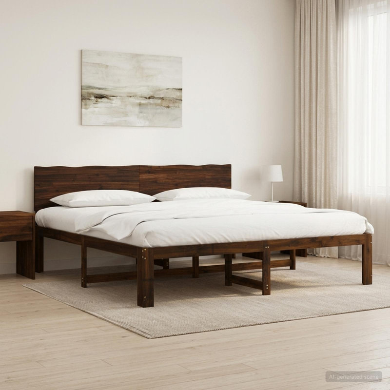 Solid Wood Bed Frame, Super King (6'), Dark Brown