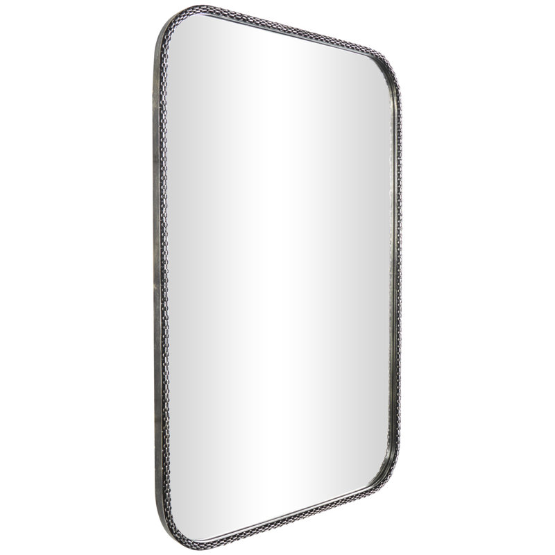 Joviana Wooden Silver Wall Mirror with Double Layered Linked Chain Frame