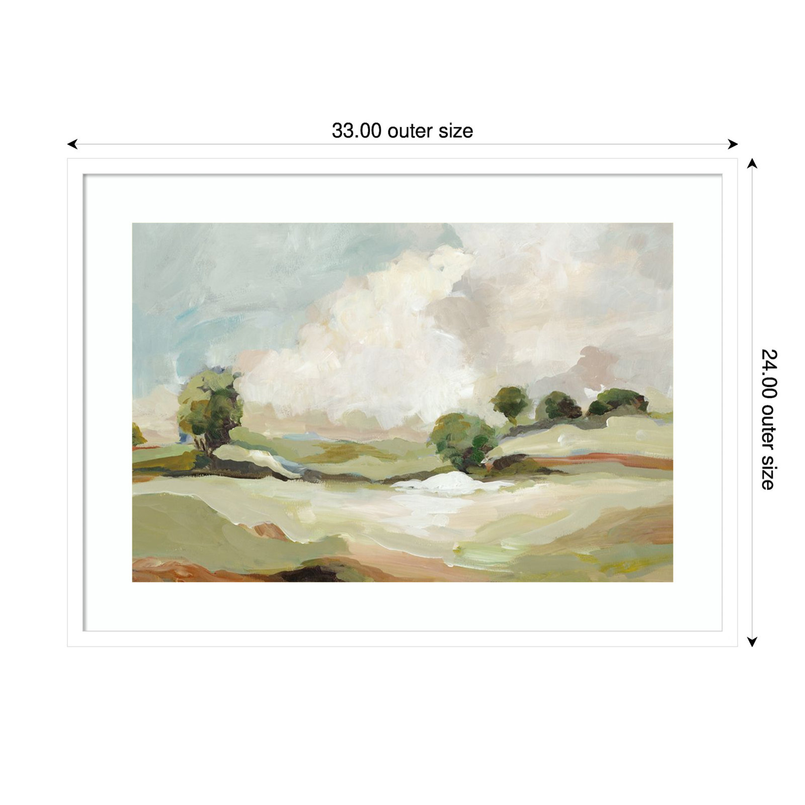 Pastoral Land Print by Allison Pearce, White, 24" H x 33" W