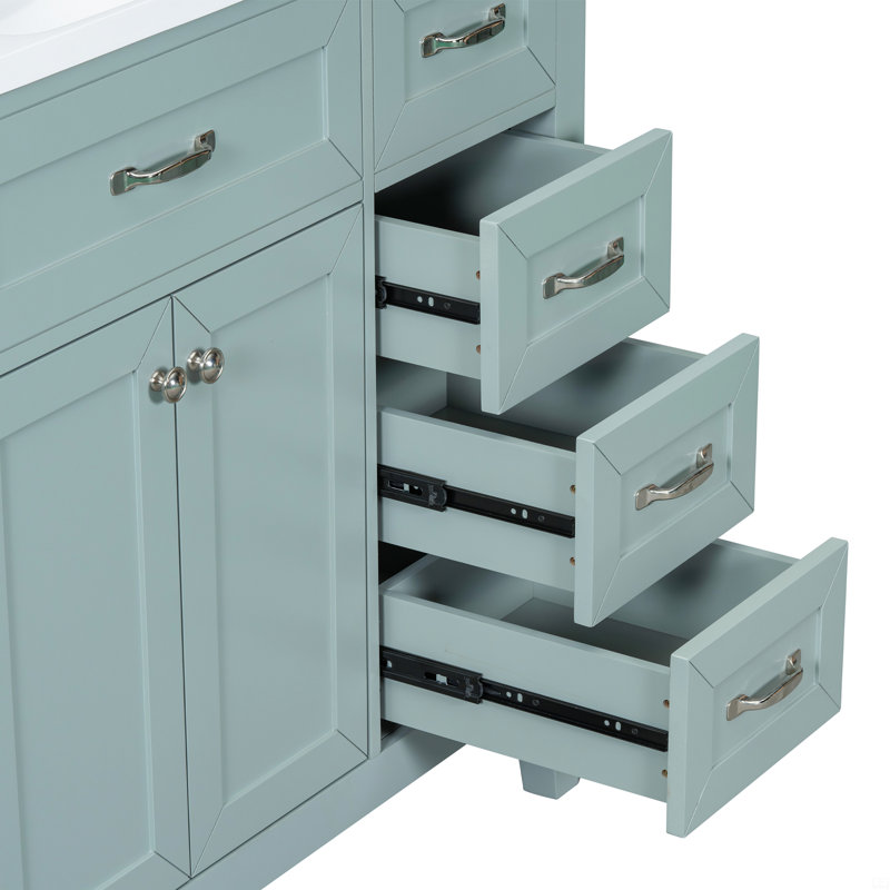 Armoire de salle de bain 36 po avec lavabo et tiroir 36 po, Vert, Argent argent