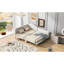Lit de jour rembourré pleine grandeur beige - Conception avec accoudoirs et tête de lit avec tête de lit, système de pieds robustes de style moderne-1615668681-1615668684