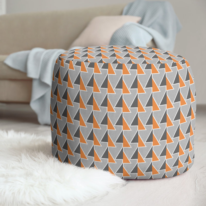 Upholstered Pouf, Orange