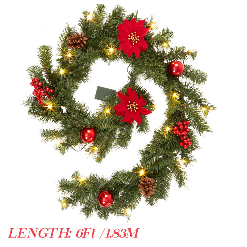 43cm Dried Garland, Red